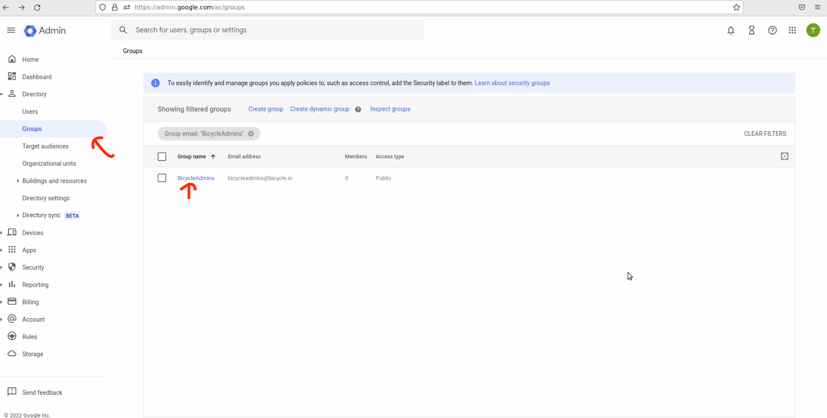 Create group in Google Admin