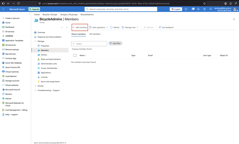 Add members to BicycleAdmins