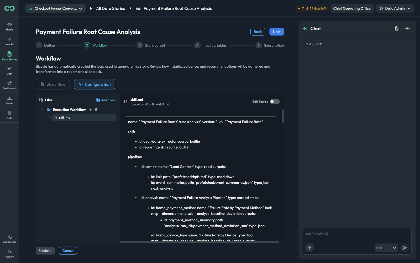 The Workflow Configuration tab showing the pipeline definition