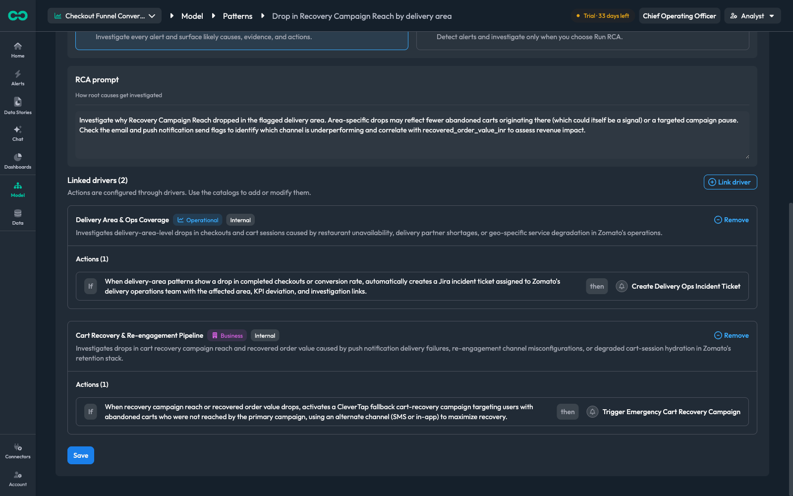 Linked drivers and their actions
