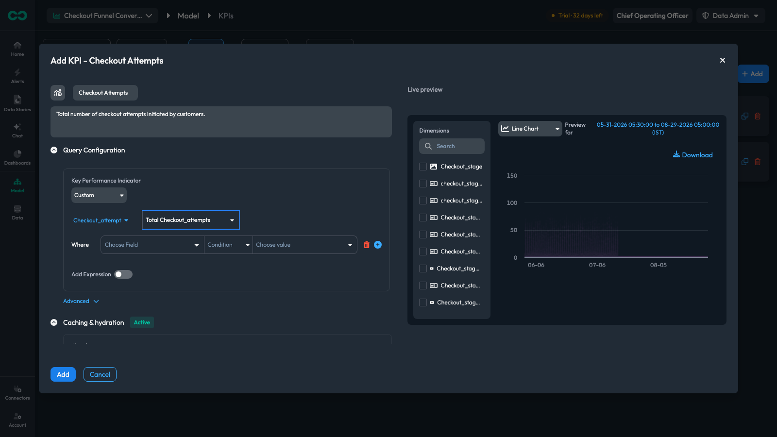 The manual Add KPI editor in its initial state