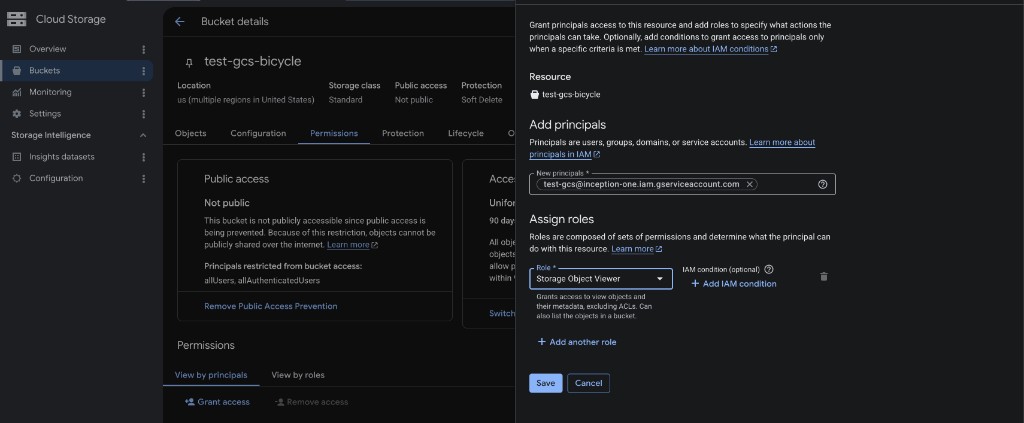 Grant Storage Object Viewer on the GCS bucket