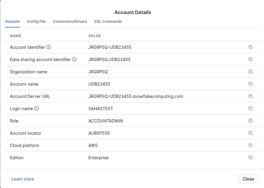 Copy the Account identifier from Account Details